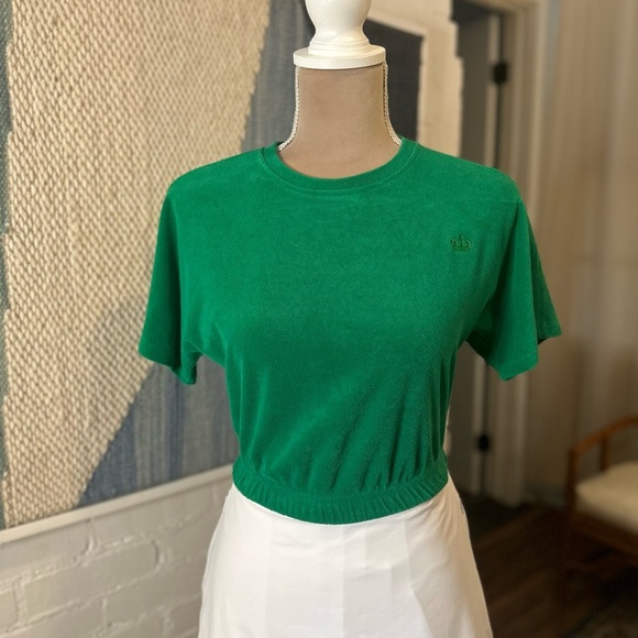 Juicy by Juicy Couture Green Terry Cloth Crop Top - Picture 1 of 9